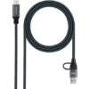 Cabo USB 3.2 Tipo-C Nanocable 10.01.4111-L150-COMB/ USB Tipo-C Macho + USB Macho   USB Tipo-C Macho  Até 100W/ 20Gbps 1.5m Cinza e Preto