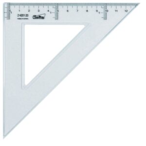 Esquadro de 20 cm Safta Cristal em plástico transparente  com graduação impressa para uma medição precisa. Design biselado para facilitar o traçado e a leitura. Cor: transparente